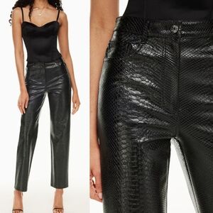 Aritzia Wilfred THE MELINA PANTS Python-embossed Vegan Leather Straight Black